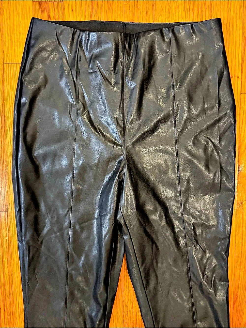 H&M Vegan Leather Skinny Pants Black High Waisted Front Seam Size 10